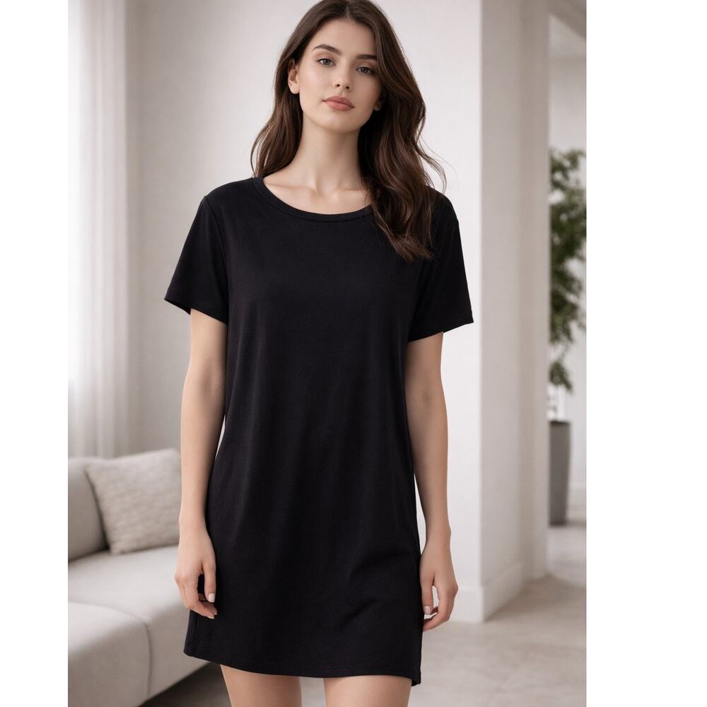 T Alexander Wang T Shirt Dress Short Sleeve Pocket Tee Black Small Minimalist
